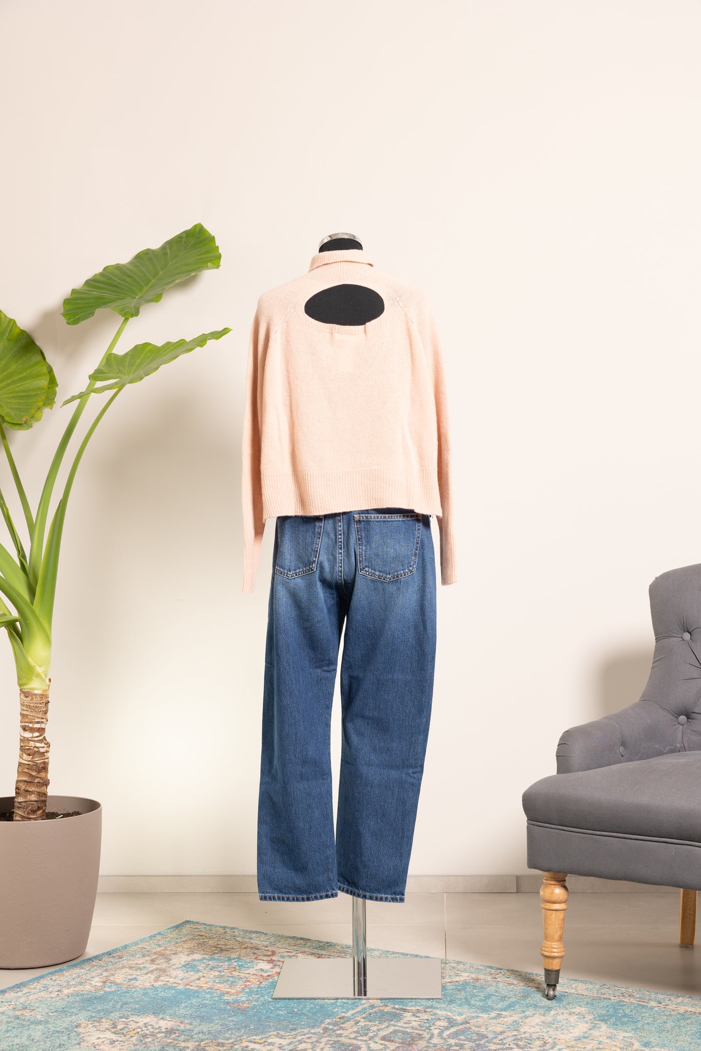 MAGLIONE ROSA COLLO ALTO -SOLOTRE-