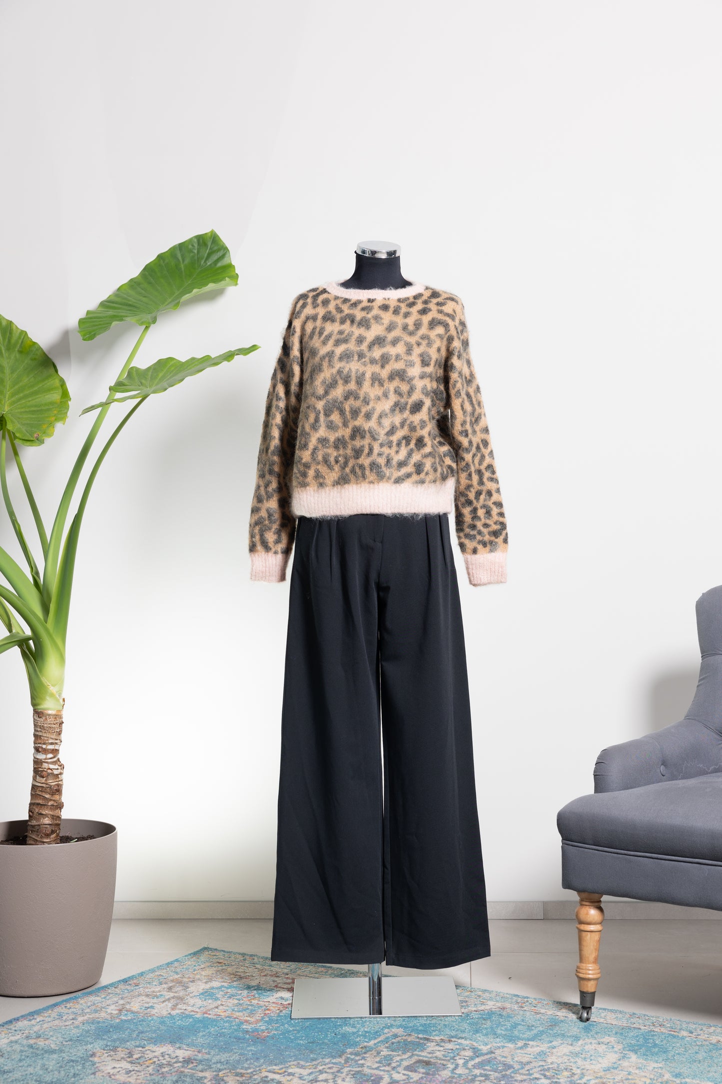 MAGLIONE ROSA ANIMALIER -MOTEL-