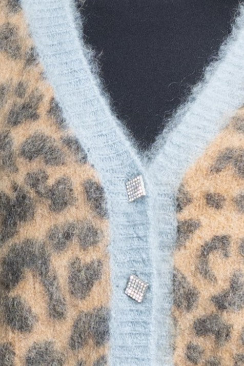 CARDIGAN AZZURRO ANIMALIER -MOTEL-