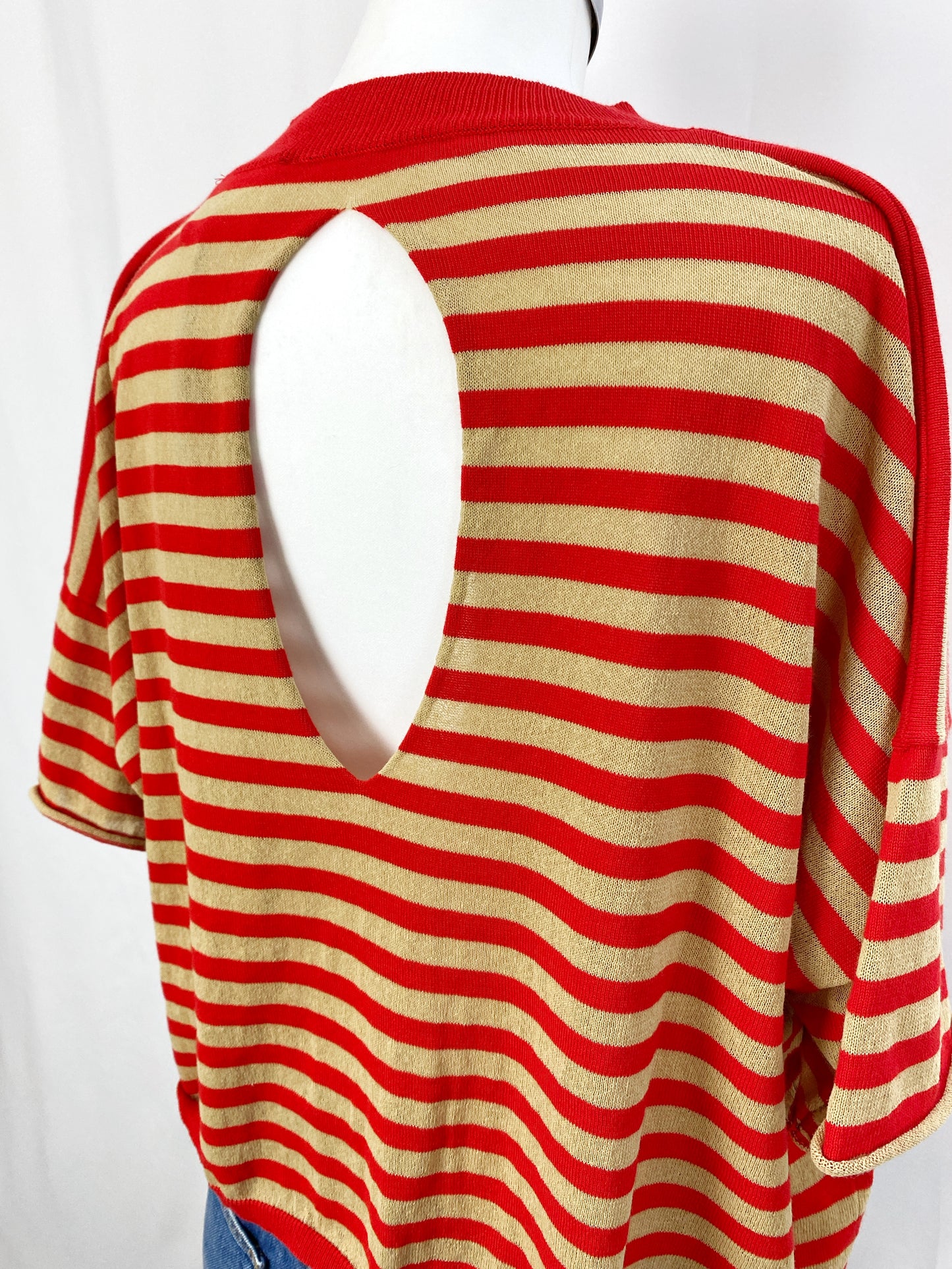 T-SHIRT RIGHE ROSSA BEIGE- SOLOTRE