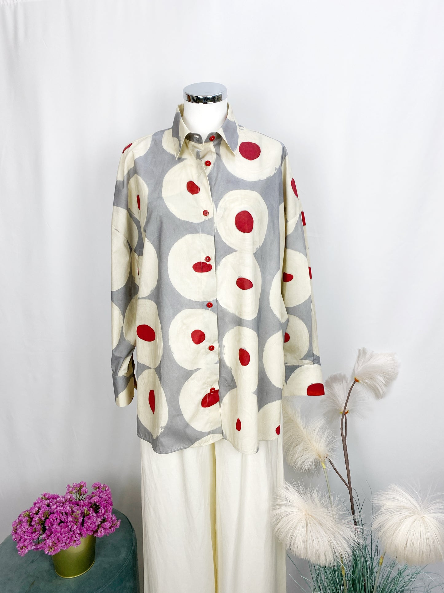 CAMICIA CON CERCHI PANNA E ROSSI- SOLOTRE