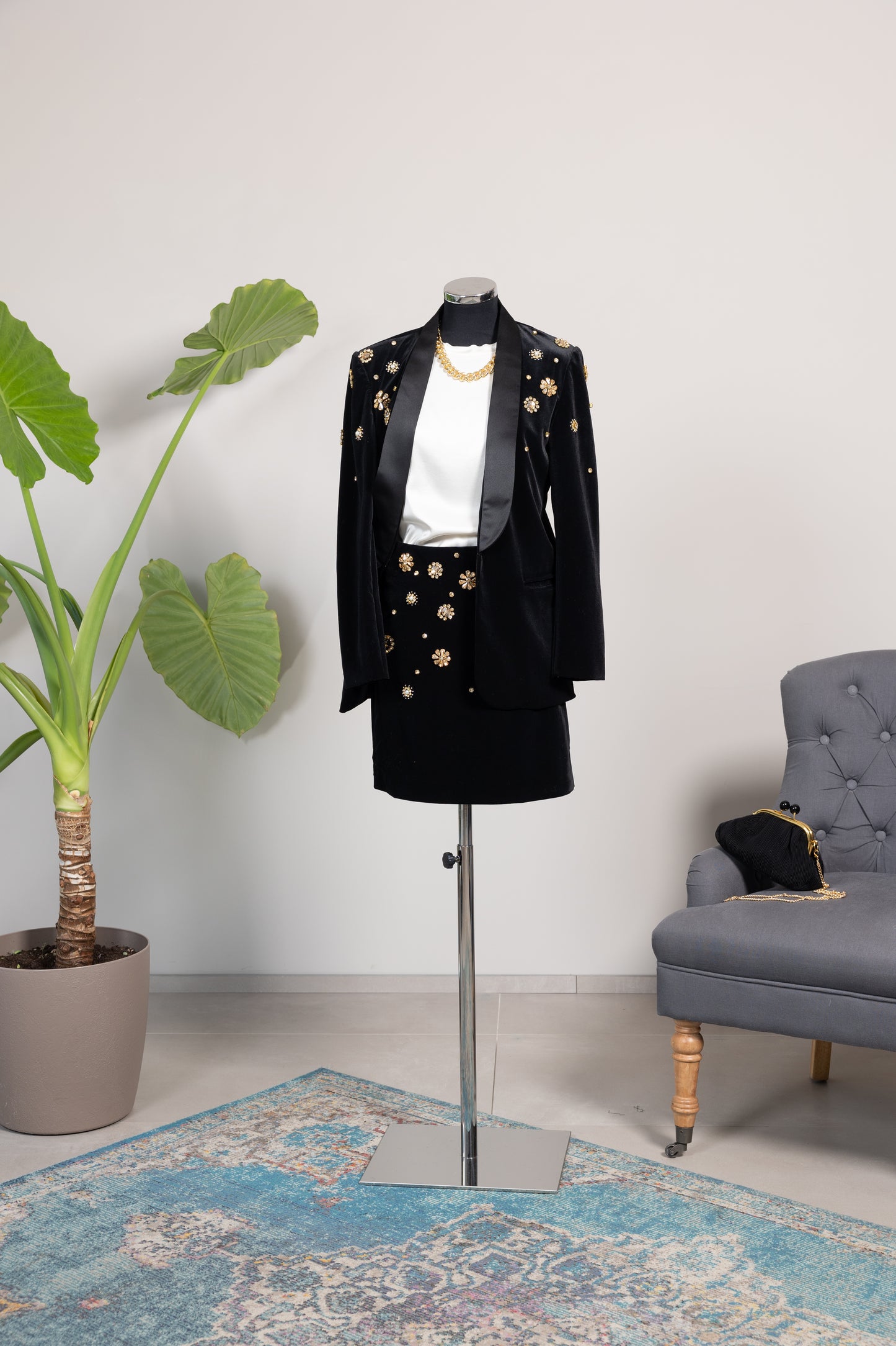 GONNA NERA STRASS FIORI -TRASH&LUXURY-