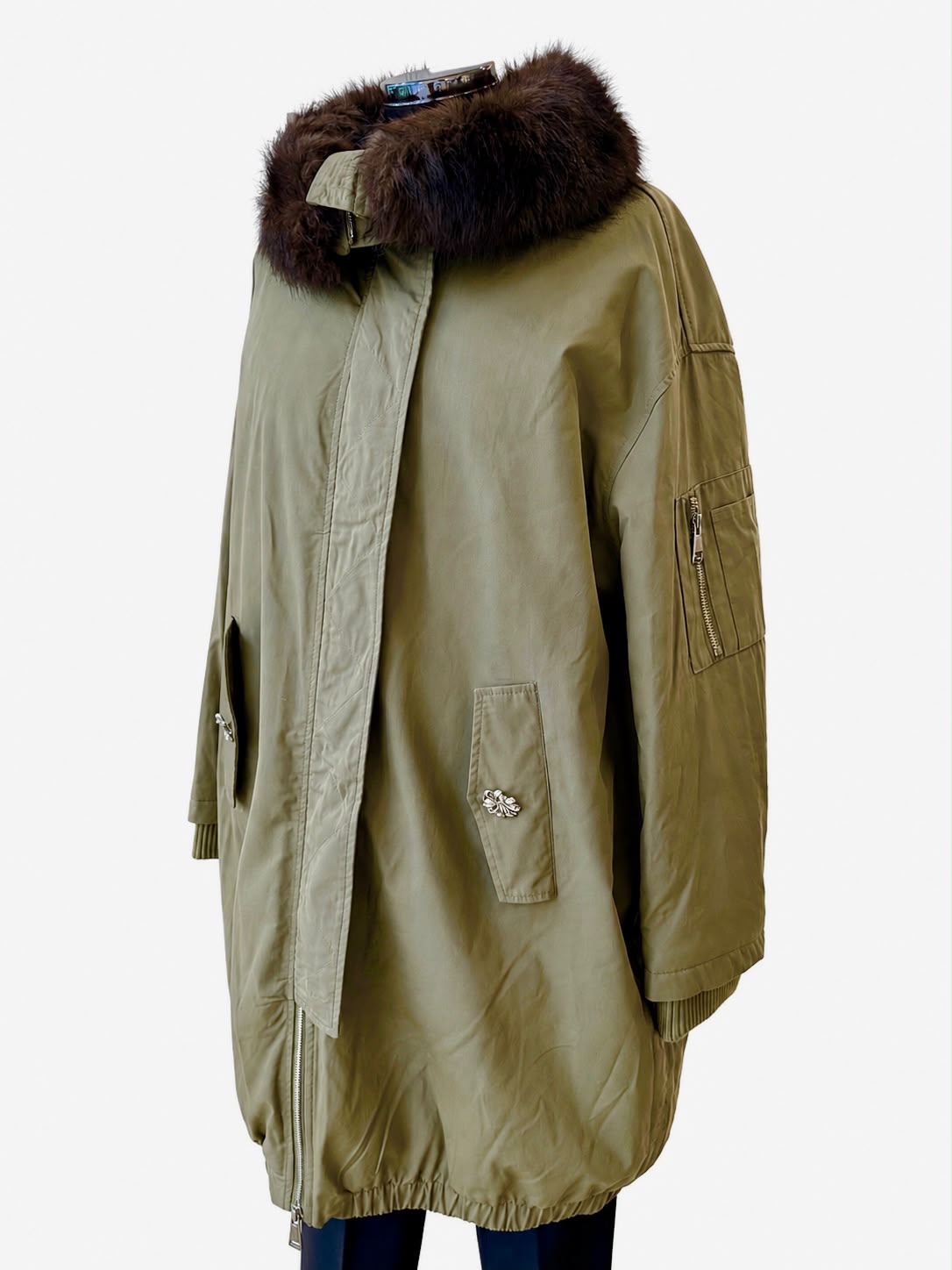 Anitiè | Parka Verde Inserti Ecopelle ANCAMPANIA