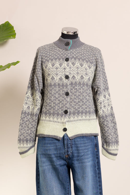 MAGLIONE GRIGIO E LIME -SOLOTRE-