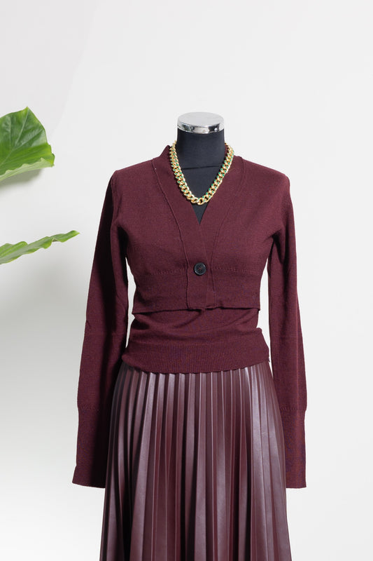 CARDIGAN BORDEAUX -SOLOTRE-