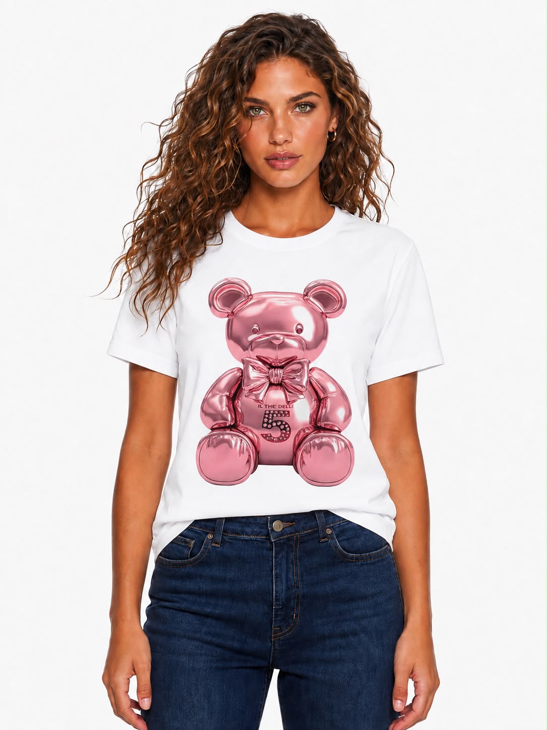 SCIRTY TEDDY PINK T-SHIRT BIANCA