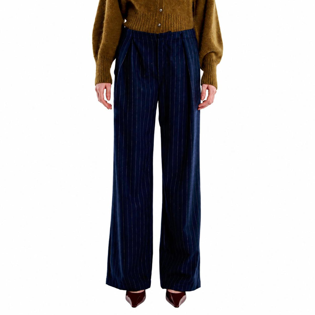 Solotre | Pantalone Blu Navy Gessato M1AC0163